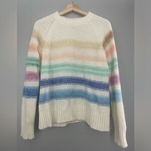 NWOT Sezane Sweater, cream color with multicolored stripes size Large